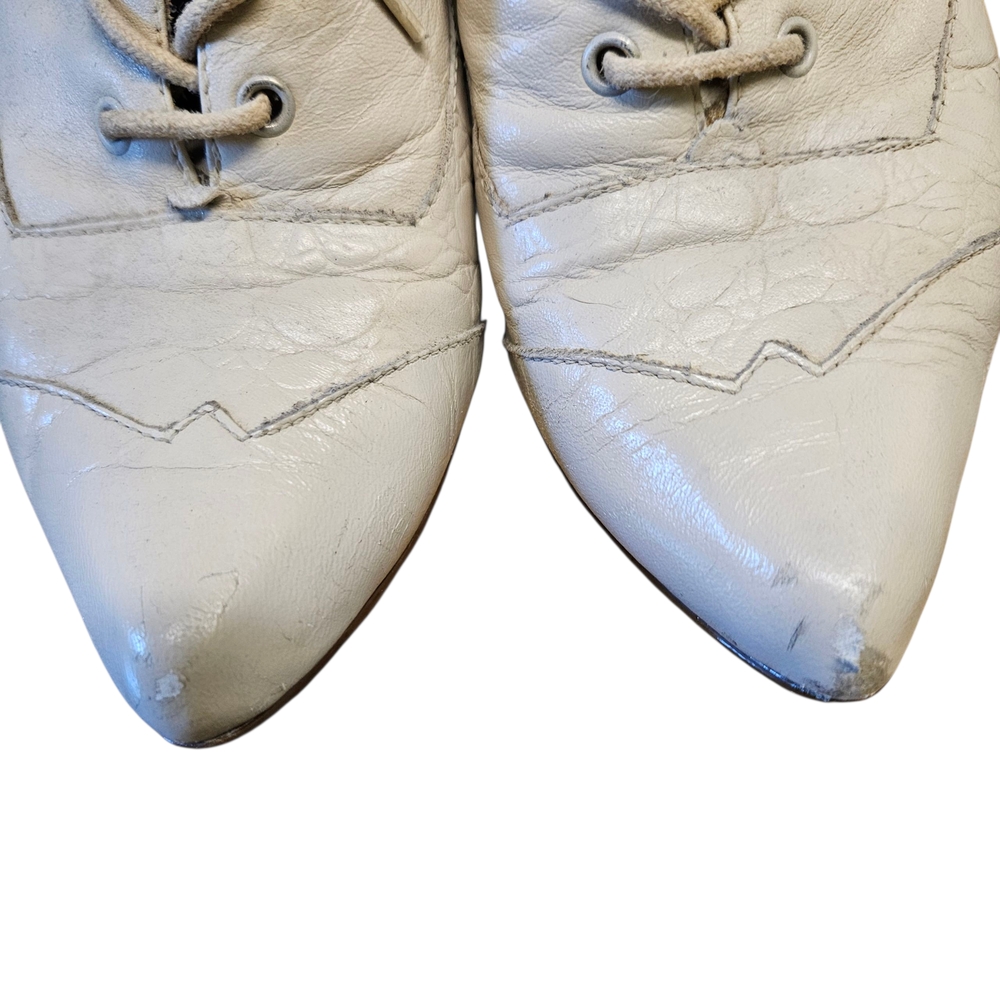 Wild Pair Vintage Cream Lace-Up Ankle Boots 1990s Size 6.5 - Picture 11 of 17